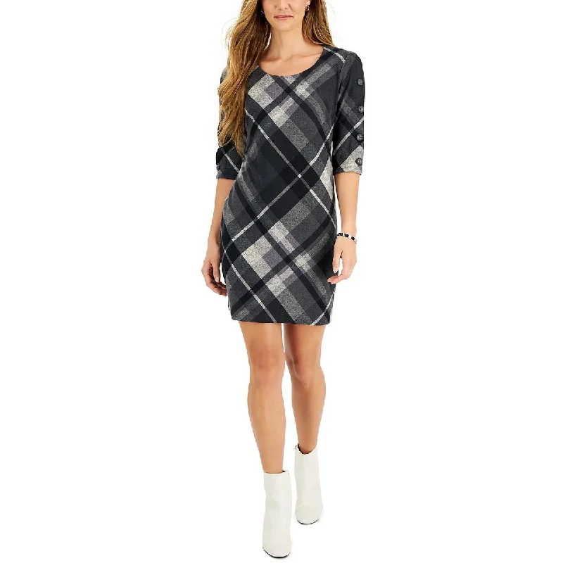 Connected Apparel Womens Petites Semi-Formal Mini Sheath Dress