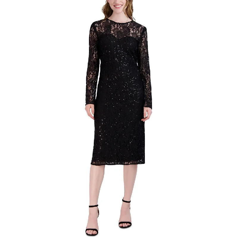 Donna Ricco Womens Lace Midi Sheath Dress