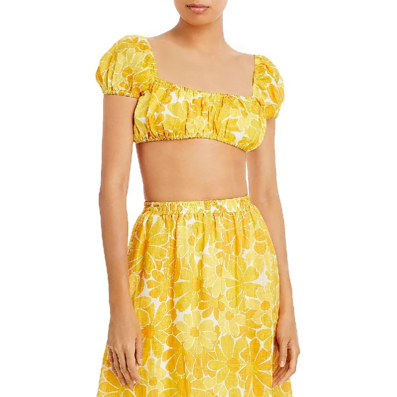 Faithfull the Brand Womens Floral Print Square Neck Cropped