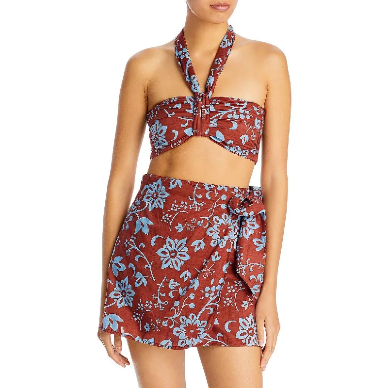 Faithfull the Brand Womens Le Tahiti Floral Halter Cropped