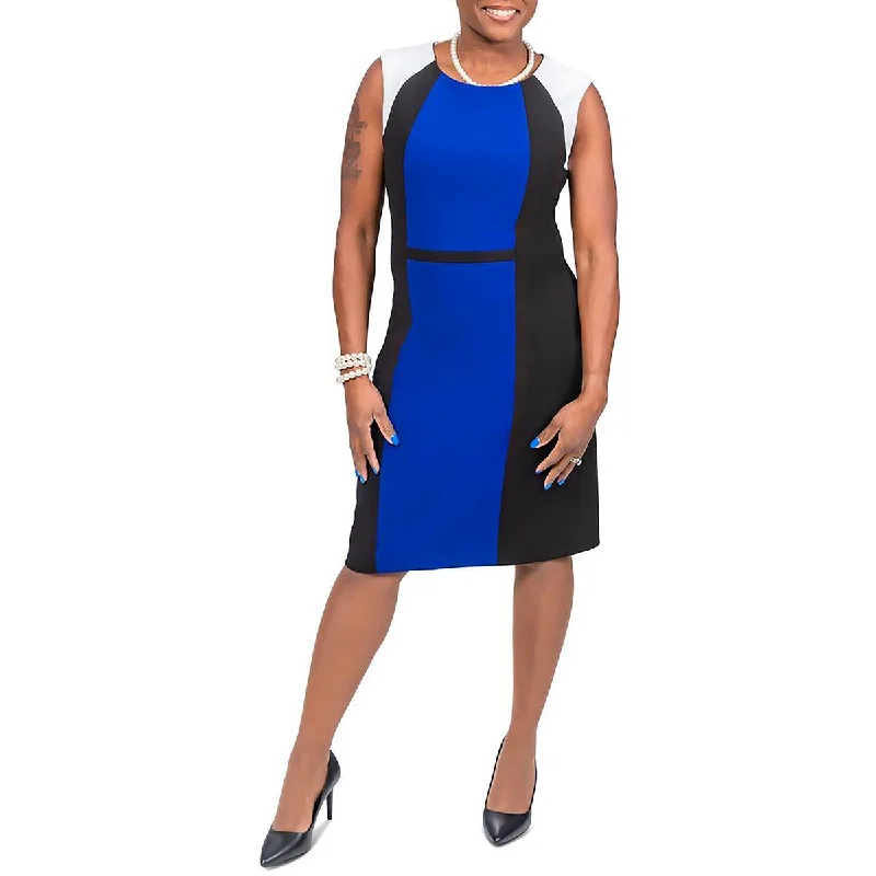 Kasper Womens Colorblock Knee-Length Sheath Dress