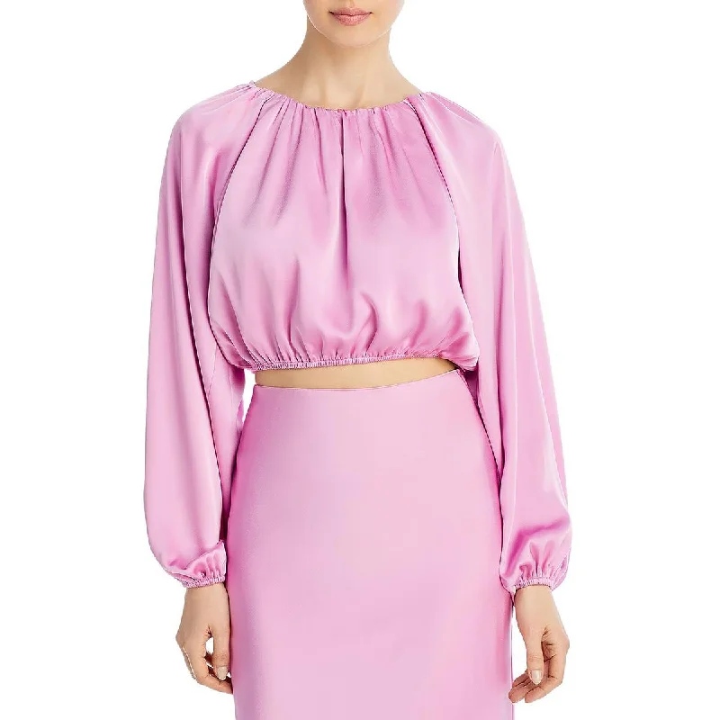 Lucy Paris Womens Amethyst Satin Pleated Cropped