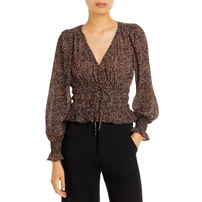 Lucy Paris Womens Printed V Neck Crop Top