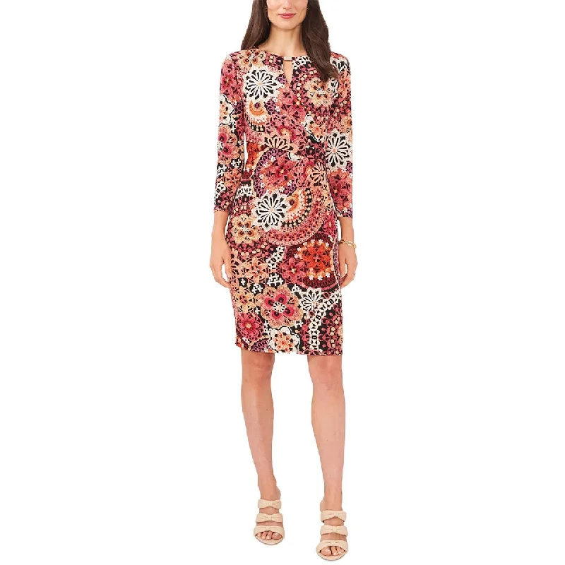 MSK Womens Printed Drape-Front Sheath Dress