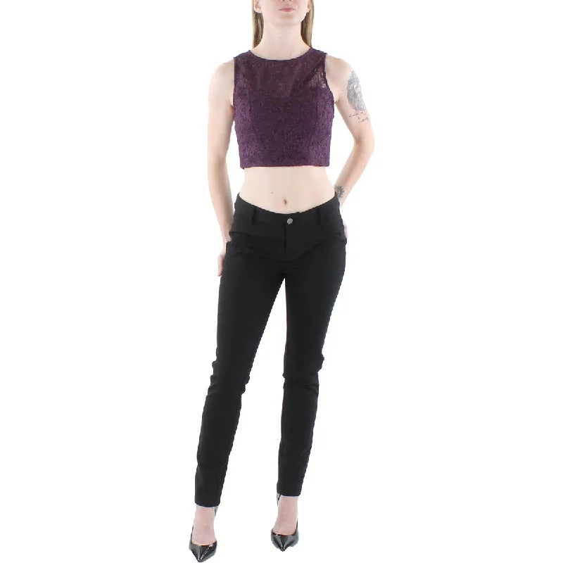 Speechless Womens Juniors Lace Glitter Cropped