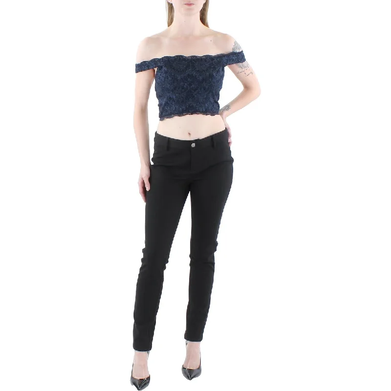 Speechless Womens Juniors Lace Glitter Cropped