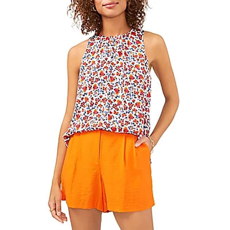 Vince Camuto Womens Gathered Neckline Keyhole Blouse