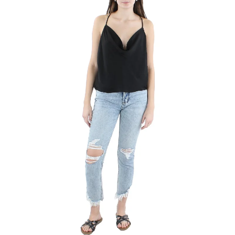 Aqua Womens Cropped Oversized Tank Top