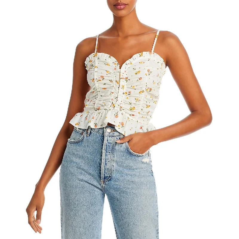 Aqua Womens Ruched Tank Cropped