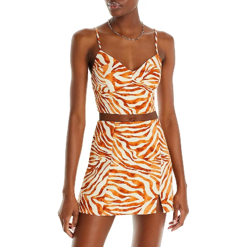 Aqua Womens Zebra Print Bustier Cropped