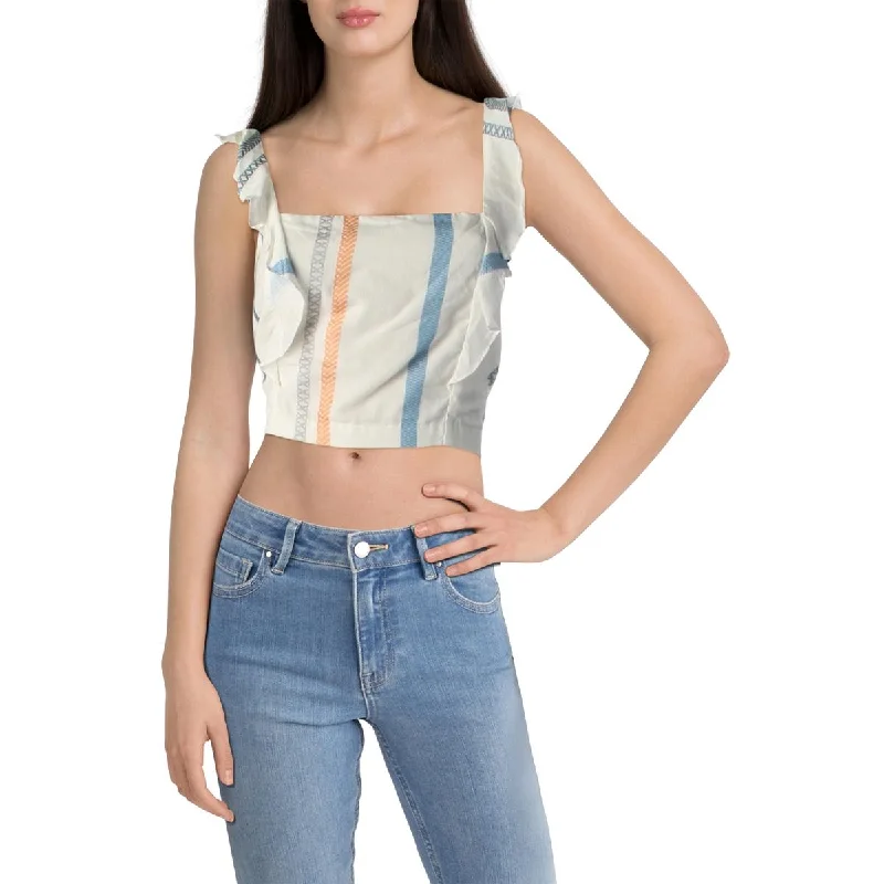 Red Carter Womens Cotton Cropped Tank Top