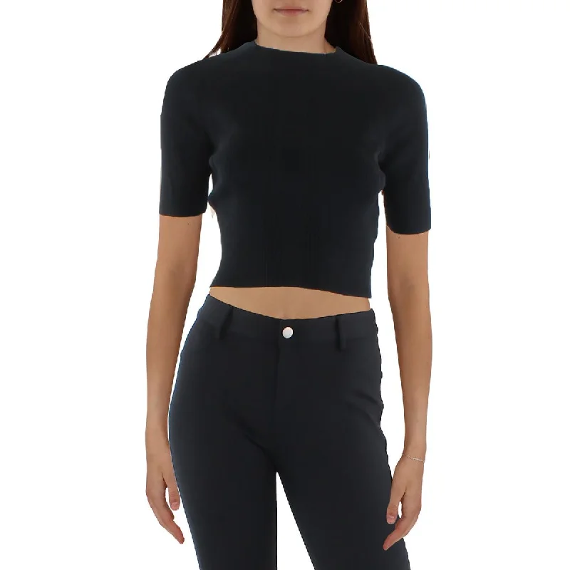 Lauren Ralph Lauren Womens Ribbed Mock Neck Cropped