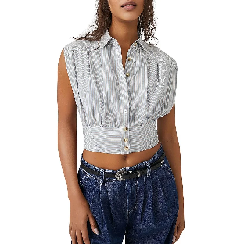 We The Free Womens Striped Banded Bottom Cropped