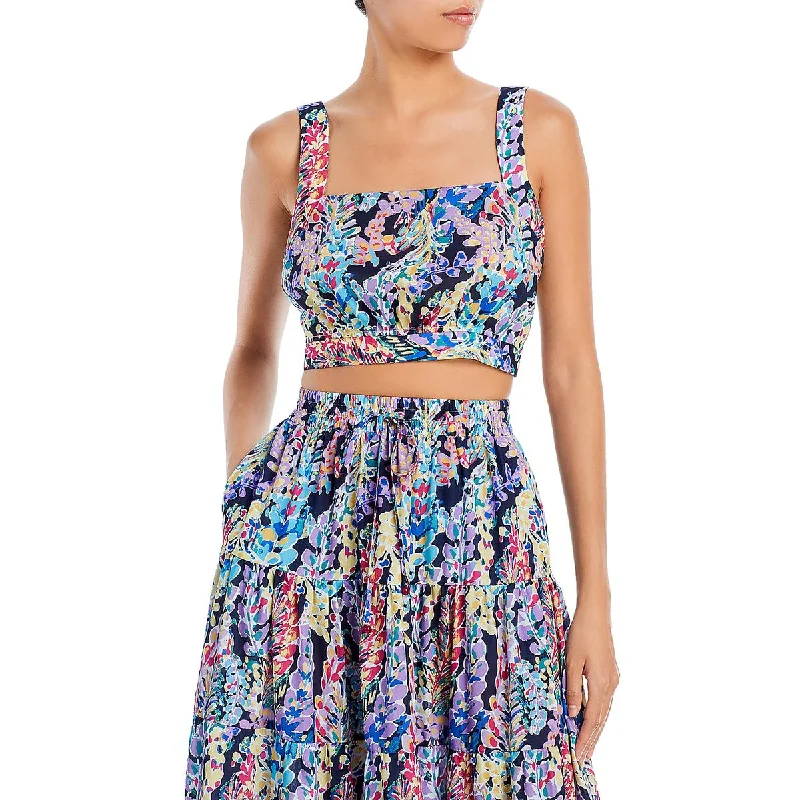 Aqua Womens Sleeveless Printed Cropped