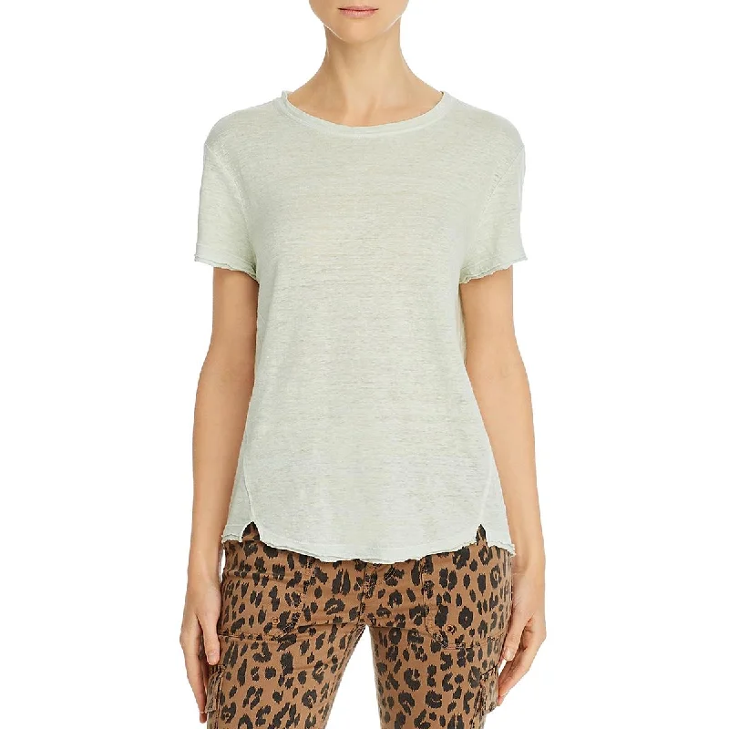 FRAME Womens Easy True Organic Linen Unhemmed T-Shirt