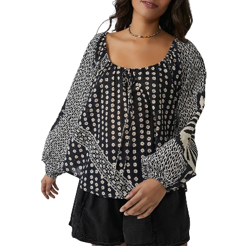 Free People Womens Elena Cotton Boho Blouse