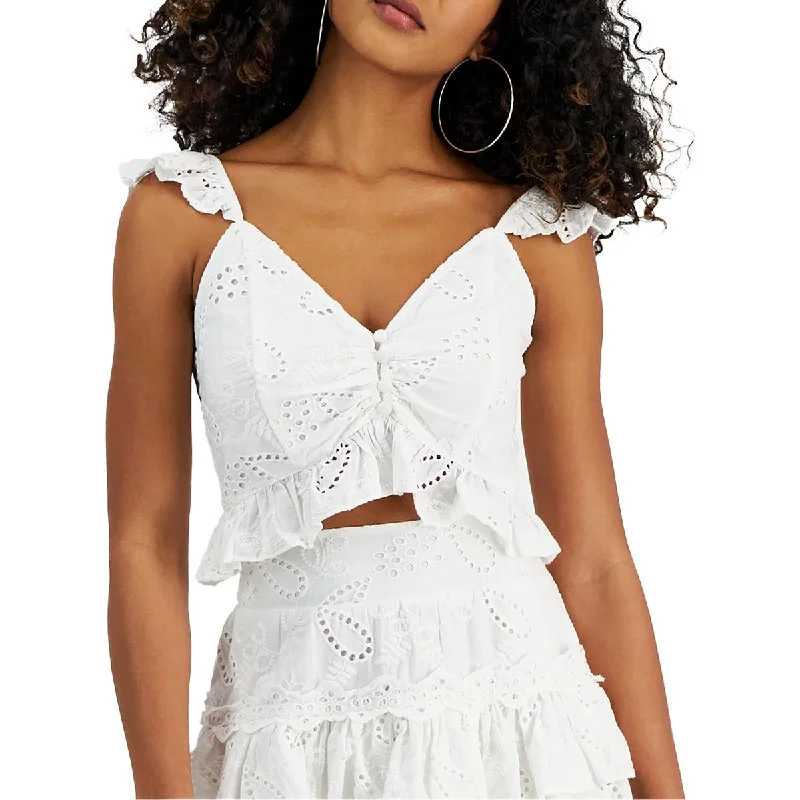 Guess Womens Cotton Eyelet Cropped