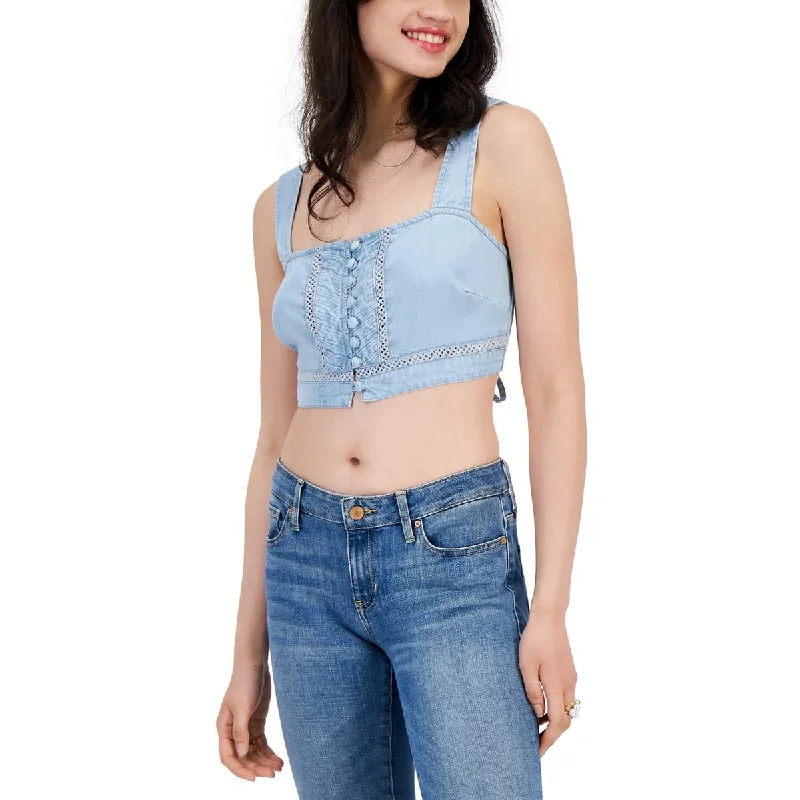 Guess Womens Summer Square-Neck Cropped