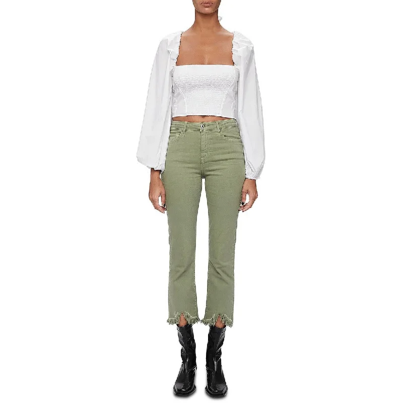 Jonathan Simkhai Womens Smocked Embellished Cropped