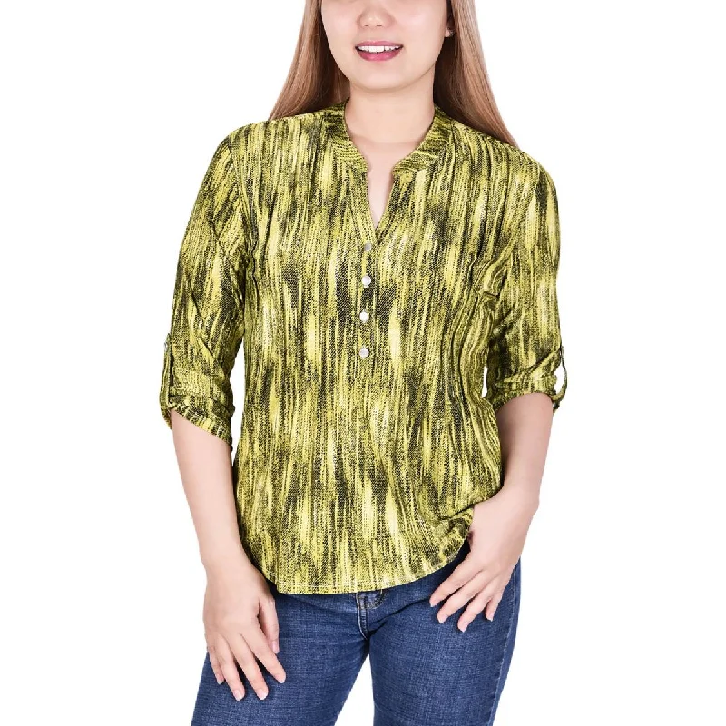 NY Collection Womens Petites Pintuck Blouse