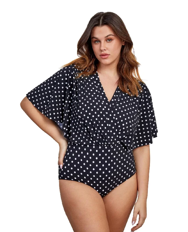 Gottex Modest V-Neck Wide Sleeve One Piece Swimsuit