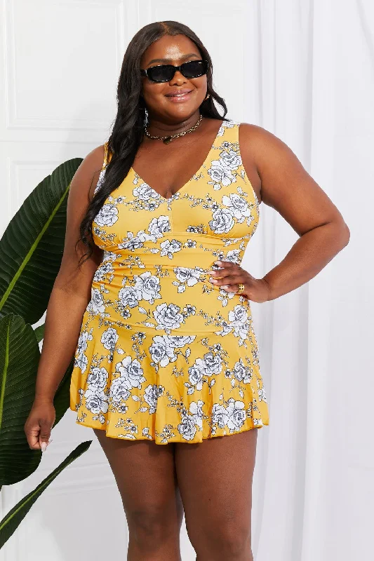 Marina West Swim Plus Size Clear Waters Swim Dress in Mustard