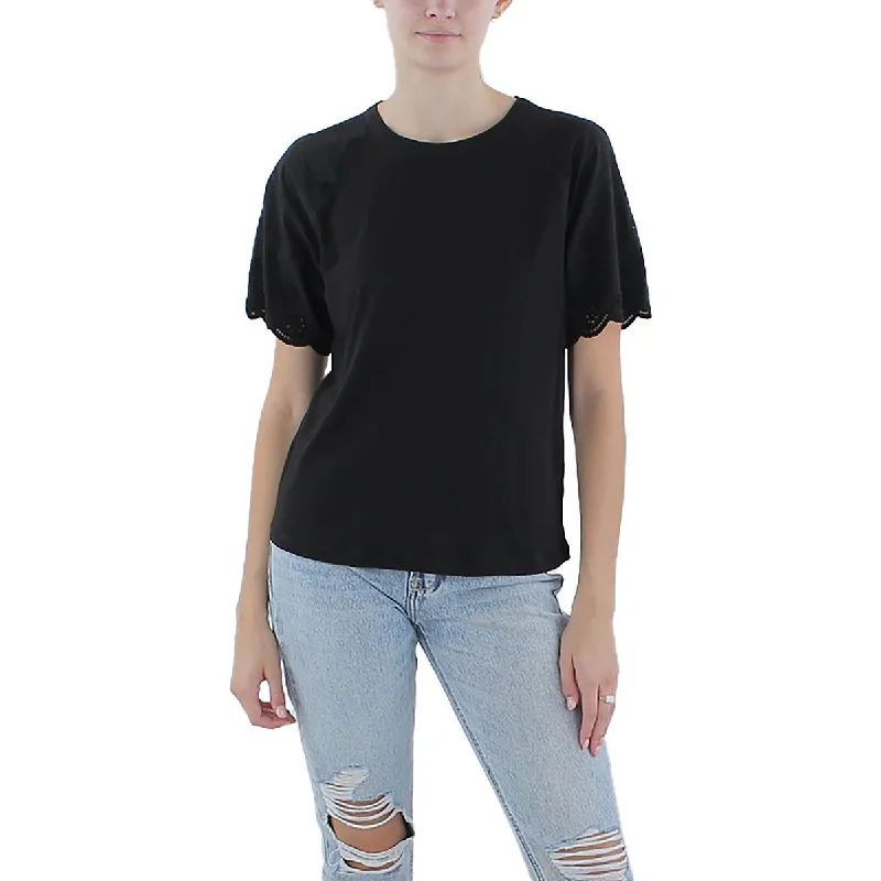 MICHAEL Michael Kors Womens Scalloped Cotton T-Shirt