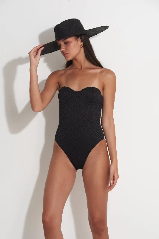 PILPEL CROCHET BANDEAU ONE PIECE  IN BLACK