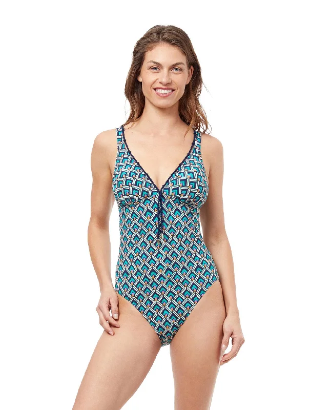 Profile By Gottex Masquerade V-Neck One Piece Swimsuit