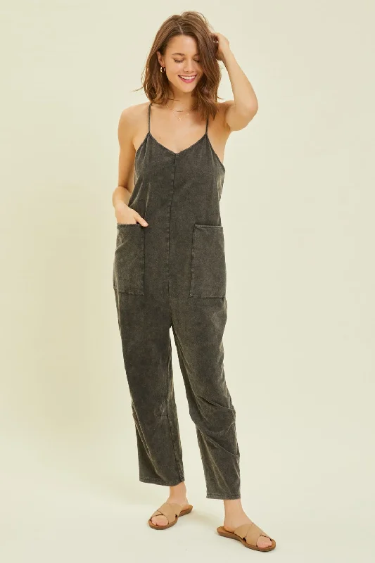 Sunset and Swim  Plus Size Mineral-Washed Oversized Jumpsuit with Pockets