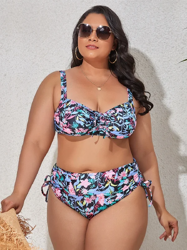 Sunset and Swim  Plus Size Printed Wide Strap Two-Piece Swim Set
