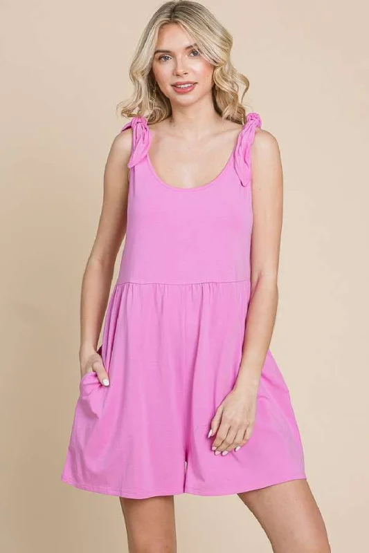 Sunset and Swim  Plus Size Shoulder Knot Baggy Romper