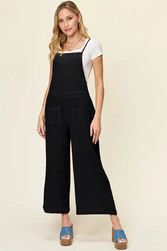 Sunset and Swim  Plus Size Texture Sleeveless Wide Leg Overall