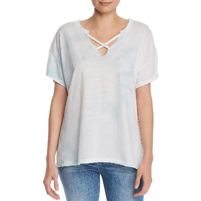 Vintage Havana Womens Criss-Cross Neck Side Tie T-Shirt