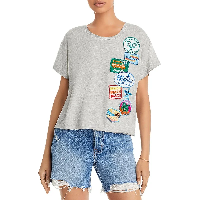 Vintage Havana Womens Patchwork Short Sleeve Graphic T-Shirt