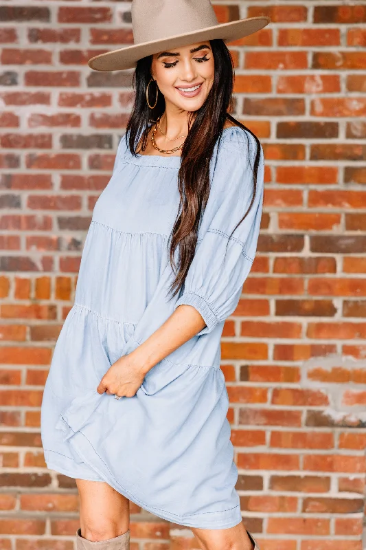 Full Of Ideas Light Blue Babydoll Dress