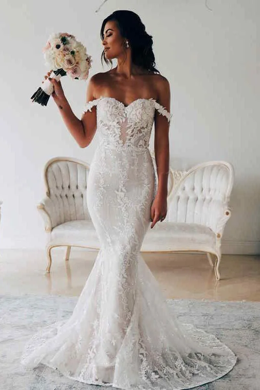 Sexy Mermaid Backless Off the Shoulder Lace Long Wedding Dress Bridal Dresses OKZ34 Sexy Mermaid Backless Off the Shoulder Lace Long Wedding Dress Bridal Dresses OKZ34