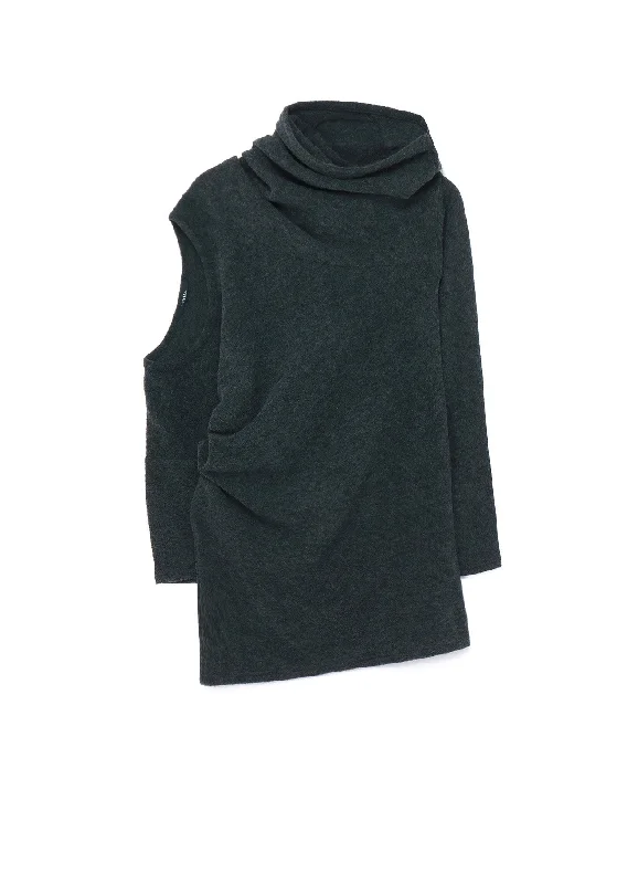 ASYMMETRIC CUT SOFT WOOL PILE T-SHIRT