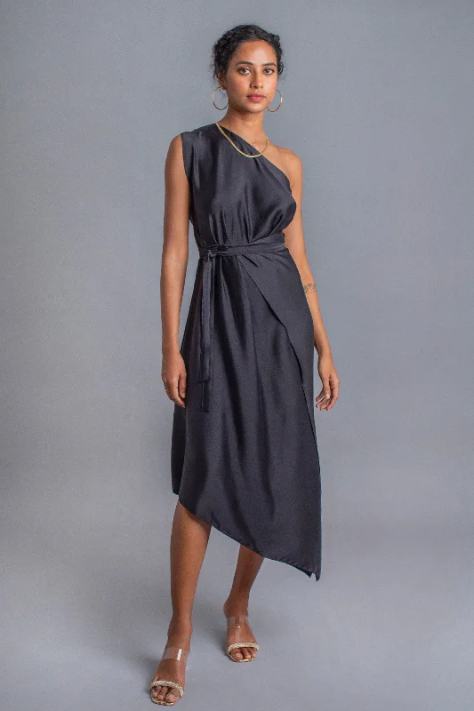 Black Midi Wrap Dress