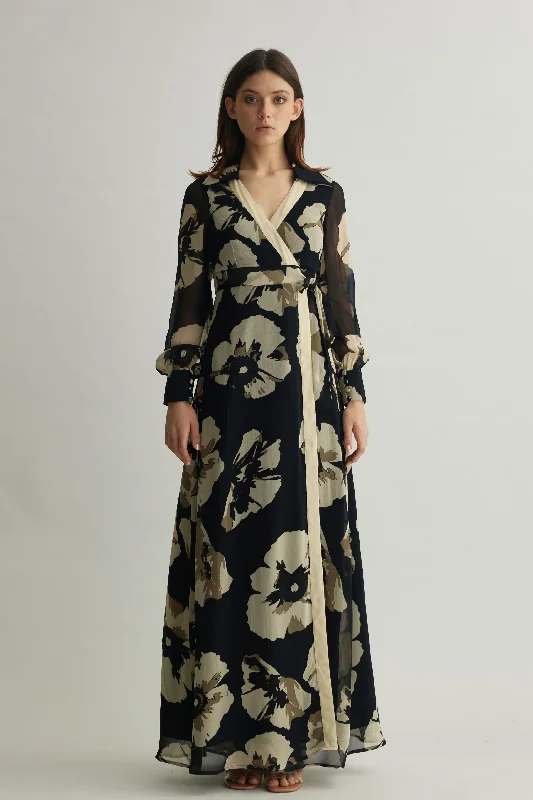 White Floral Wrap Dress